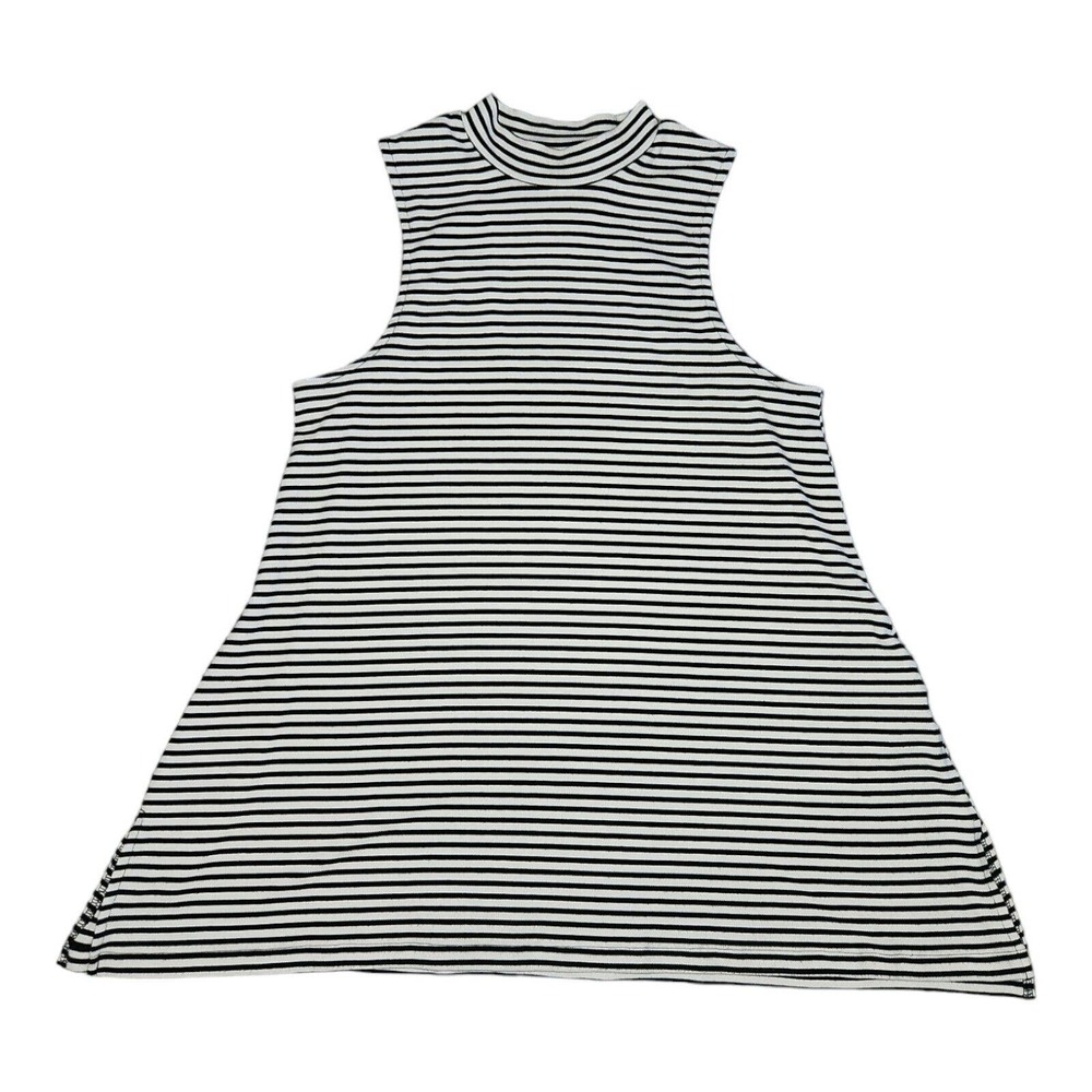 Mossimo Tunic Top Women's Size Medium Sleeveless Strap Collar Striped
